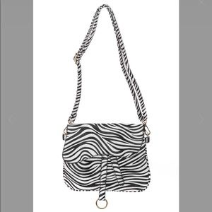 Zebra animal print crossbody clutch gold hardware